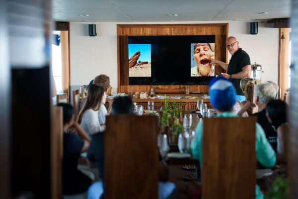 Interactive presentation during a destination corporate conference aboard Scubaspa Maldives